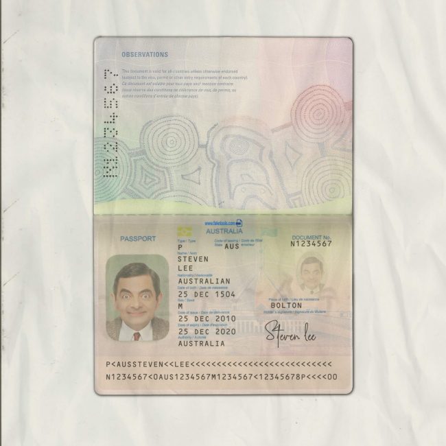 Australia Passport psd template