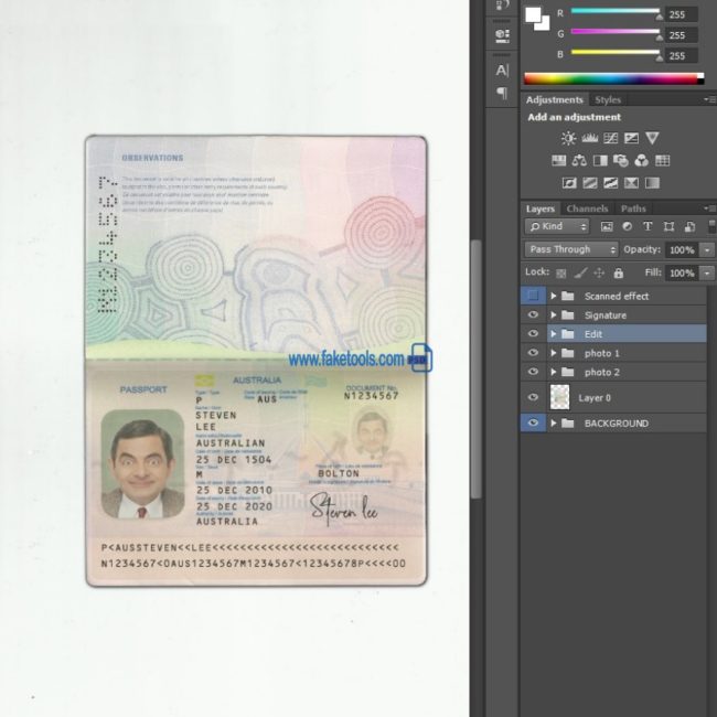 Australia Passport psd template
