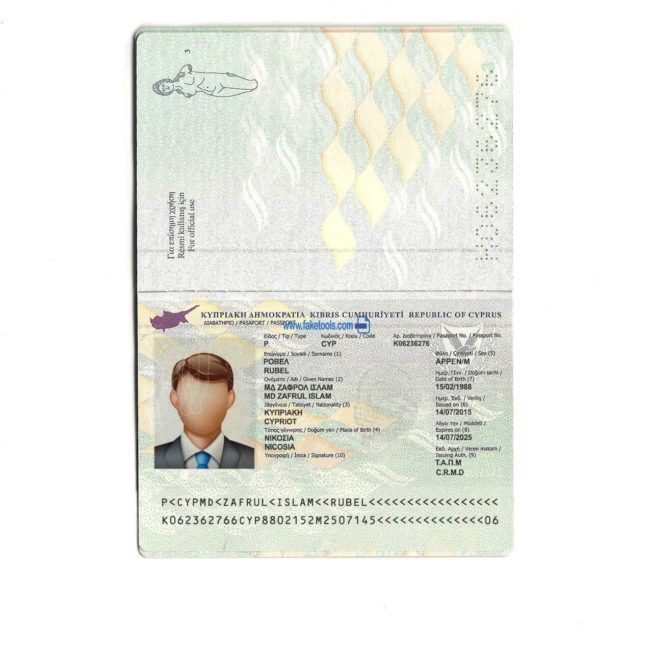 Cyprus Passport psd template
