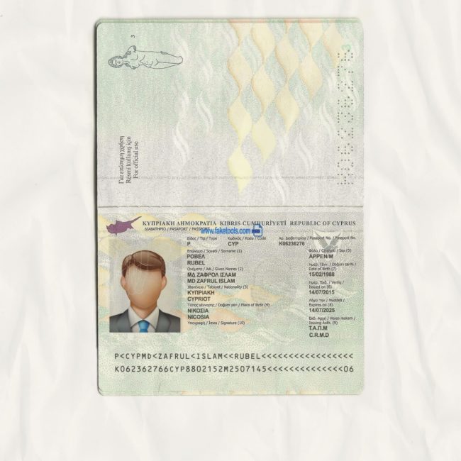 Cyprus Passport psd template