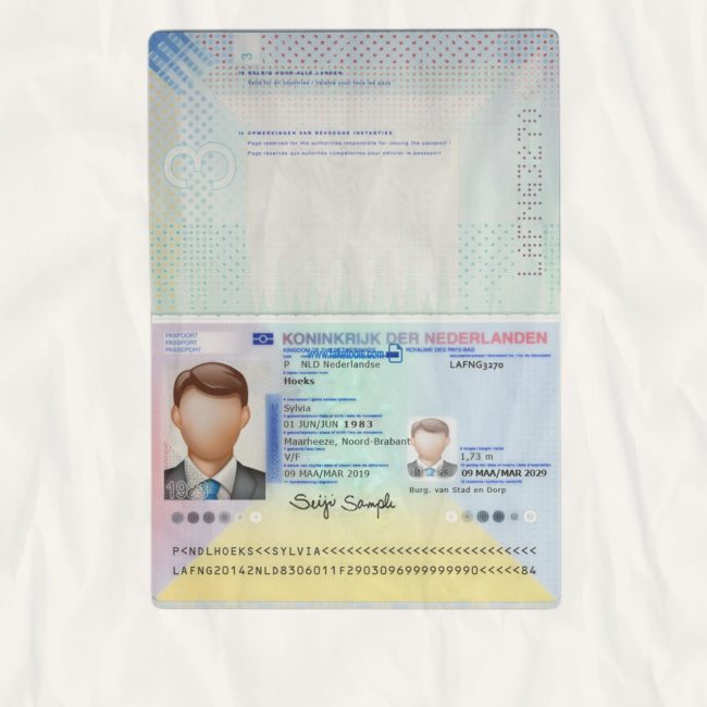 Netherlands Passport psd template