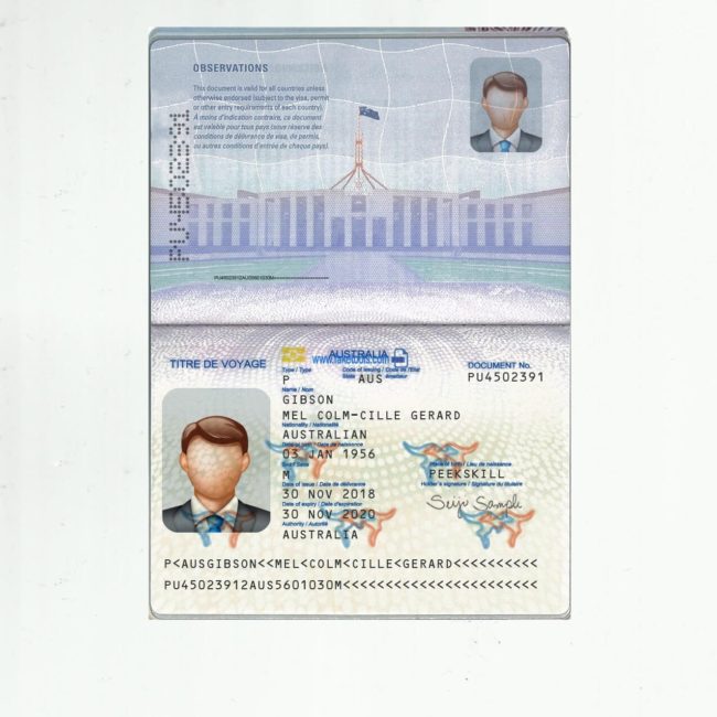 Australia Passport psd template