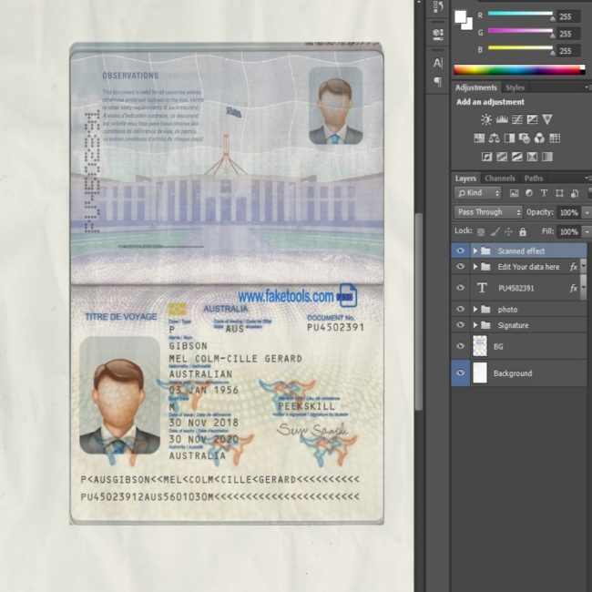 Australia Passport psd template