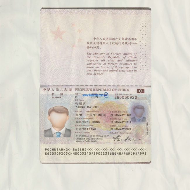 china Passport psd template