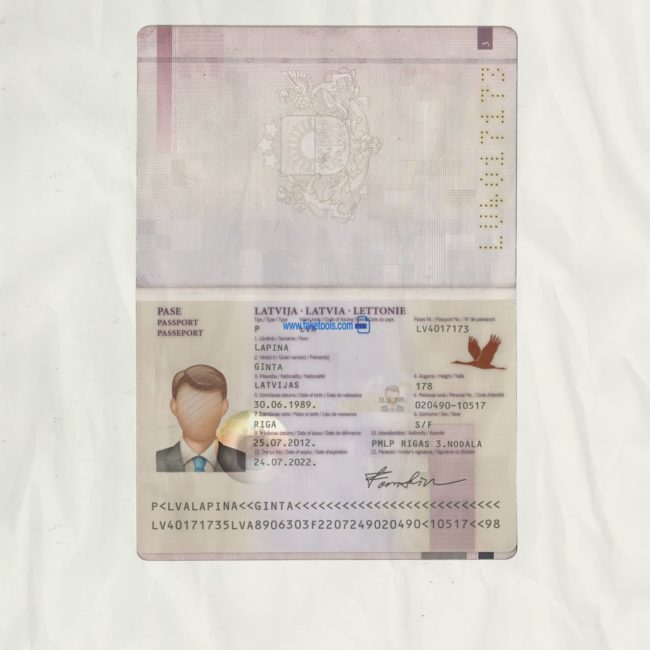 Latvia Passport psd template