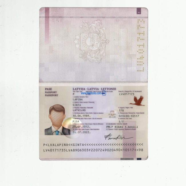 Latvia Passport psd template