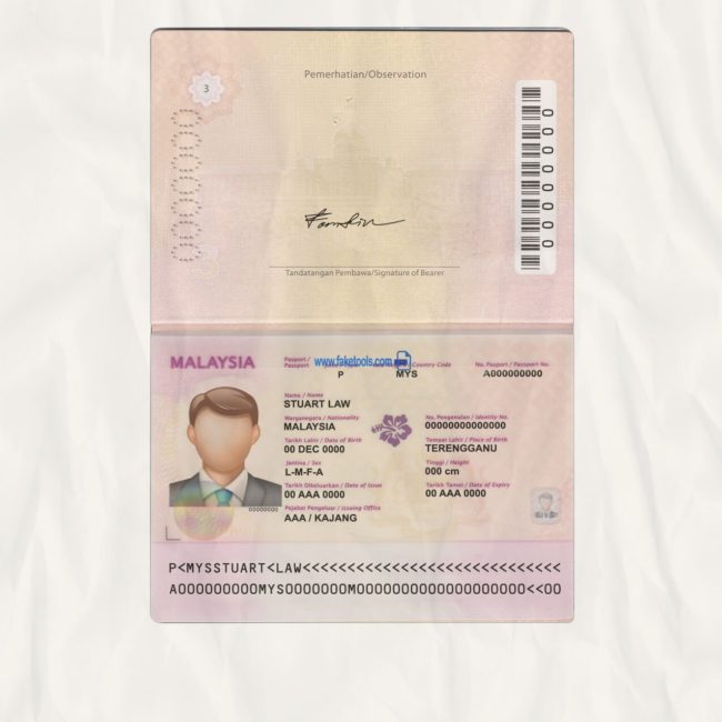 Malaysia passport psd template