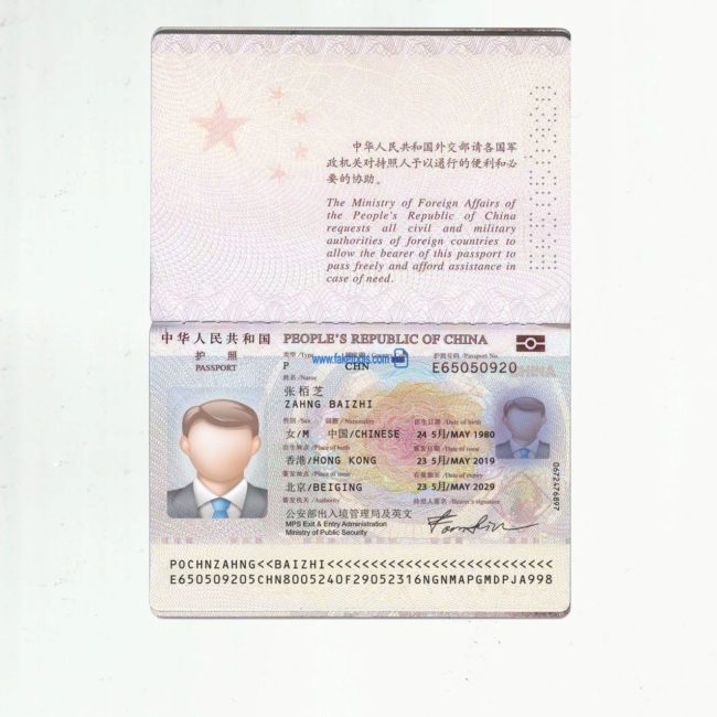 china Passport psd template