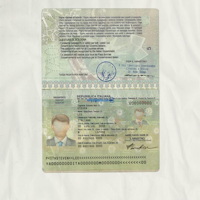 Italy Passport psd template