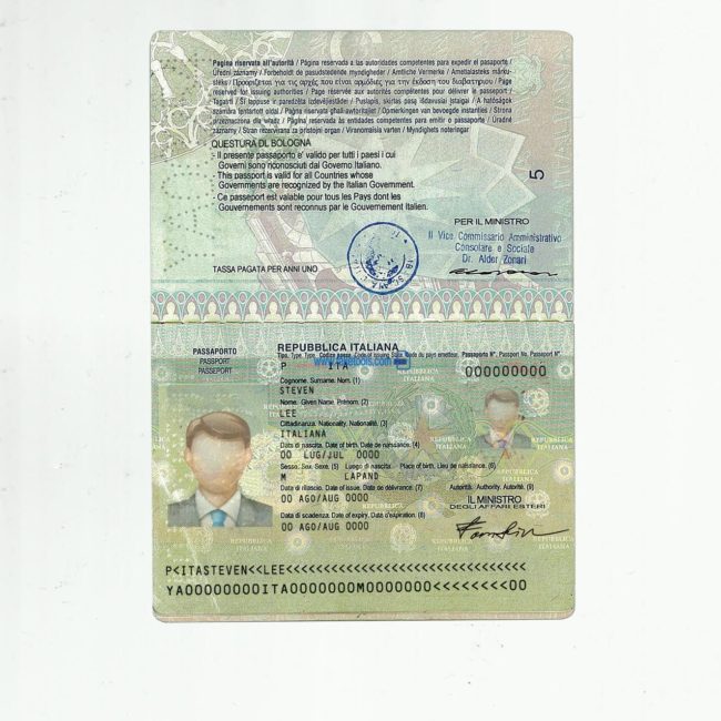 Italy Passport psd template