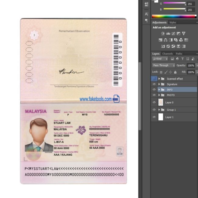 Malaysia passport psd template