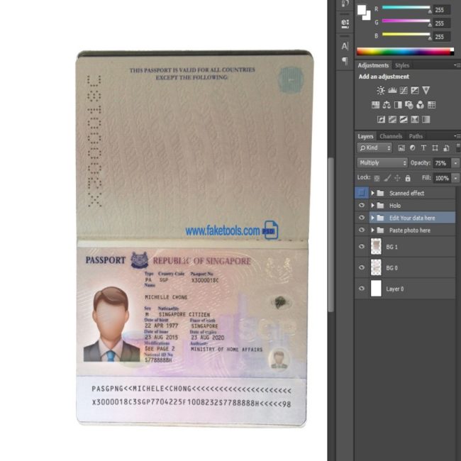 Singapore Passport psd template
