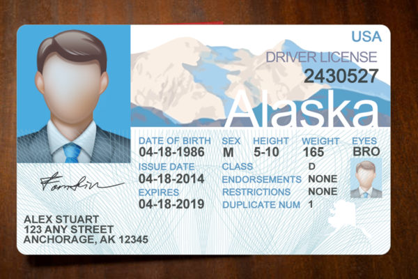Alaska driver license Psd Template