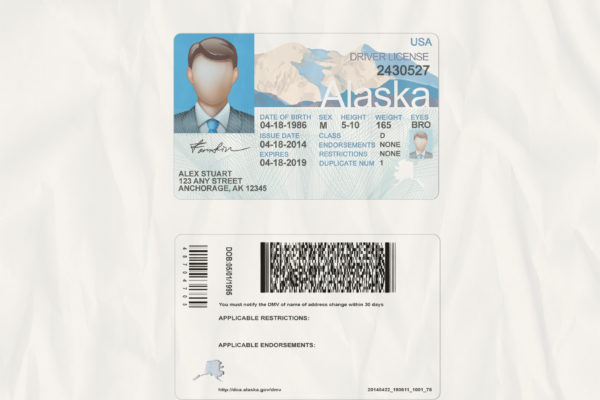 Alaska driver license Psd Template