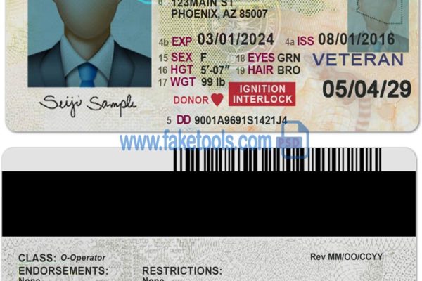 Arizona driver license Psd Template