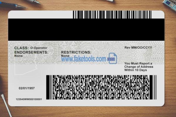 Arizona driver license Psd Template