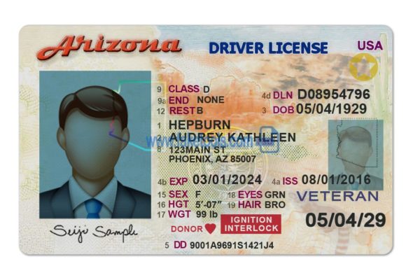 Arizona driver license Psd Template