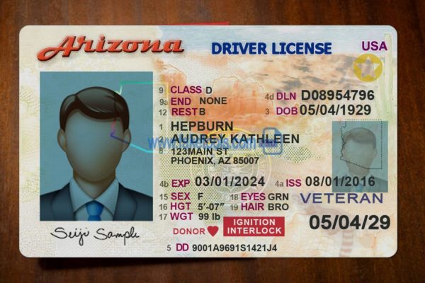 Arizona driver license Psd Template