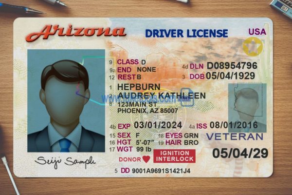 Arizona driver license Psd Template
