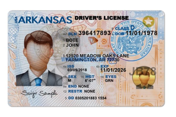 Arkansas driver license Psd Template