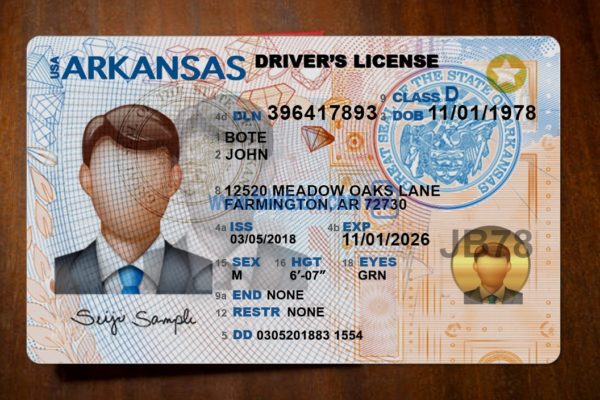 Arkansas driver license Psd Template