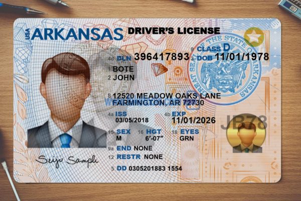 Arkansas driver license Psd Template