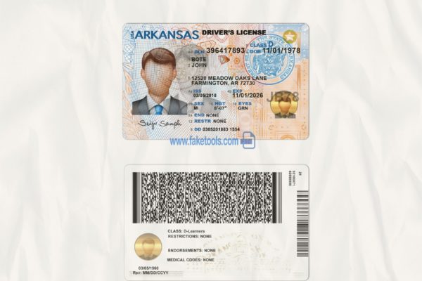 Arkansas driver license Psd Template