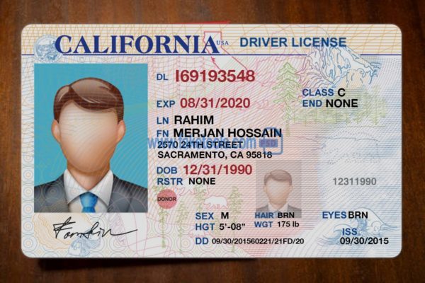 California driver license Psd Template