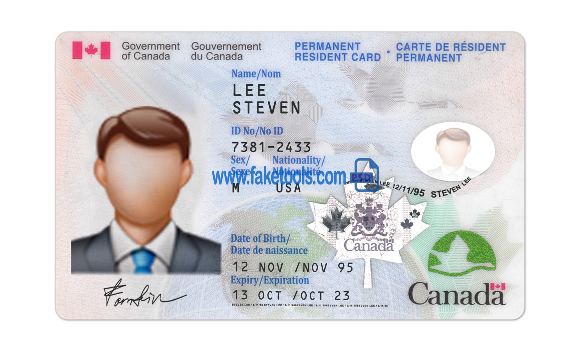 Canada ID Card Psd Template