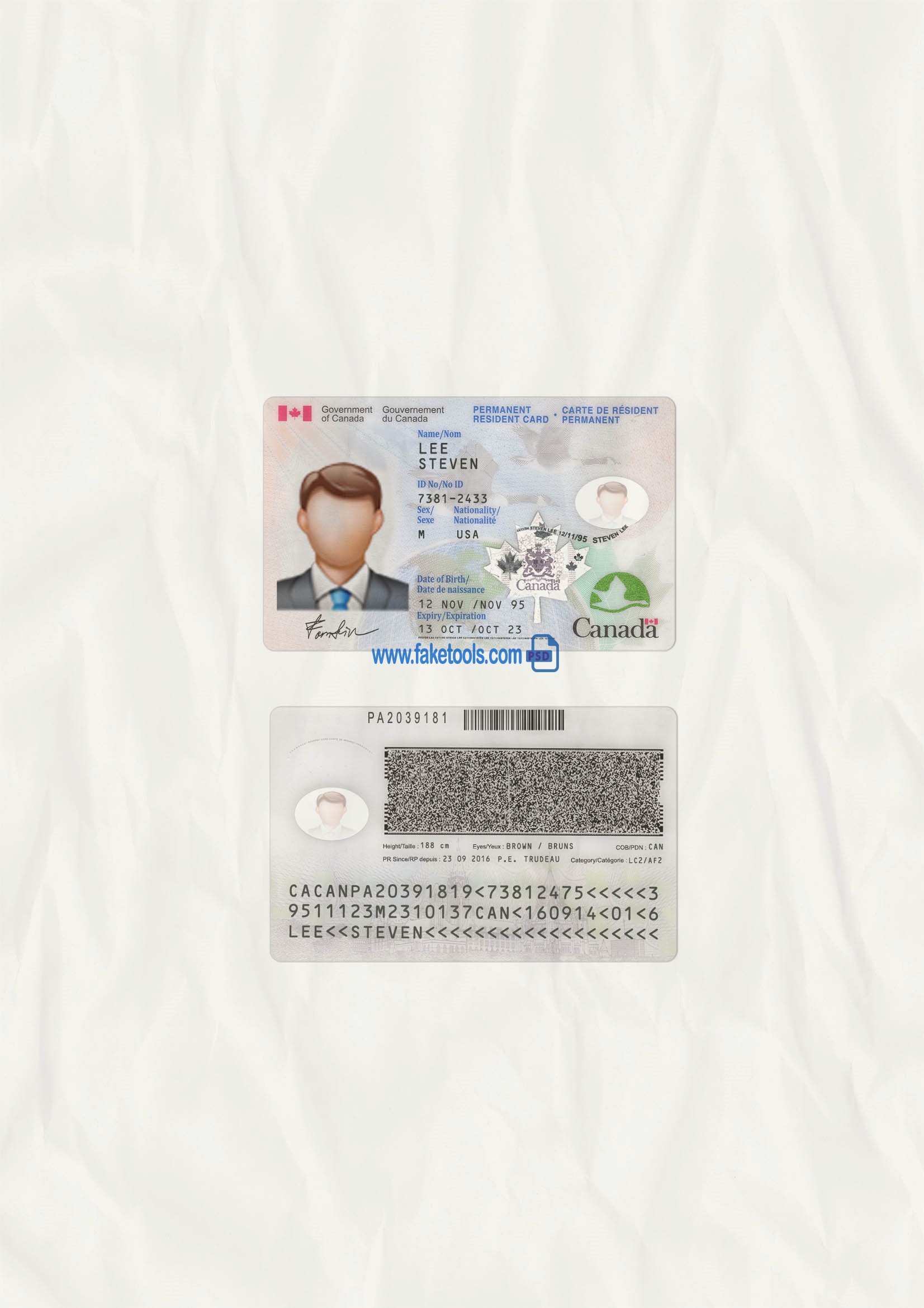 Canada ID Card Psd Template