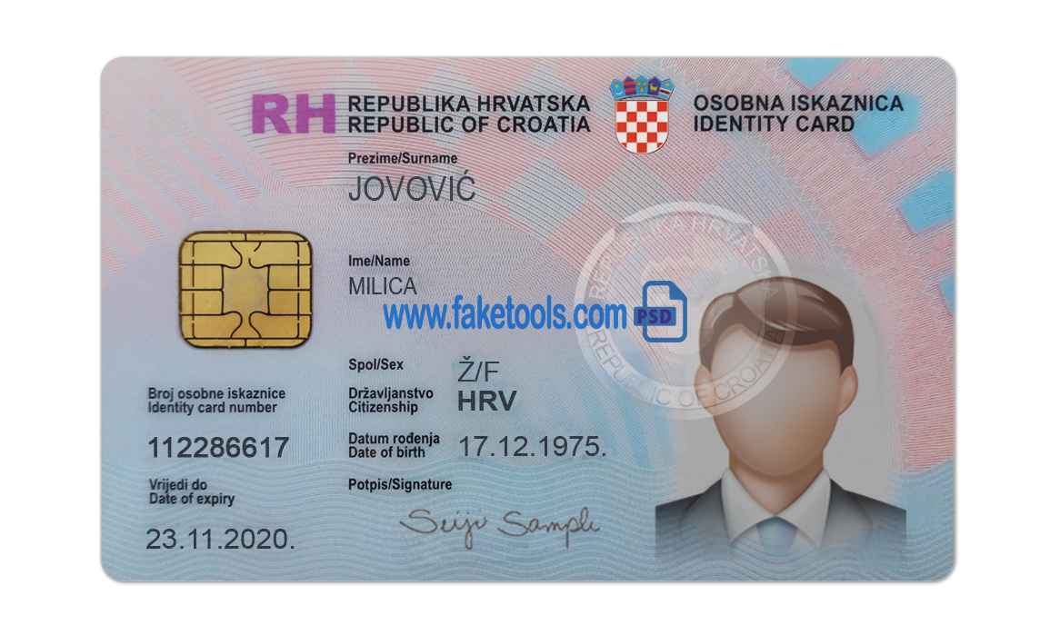 Croatia ID Card Psd Template