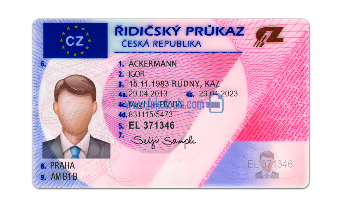Czech Republic driver license Psd Template