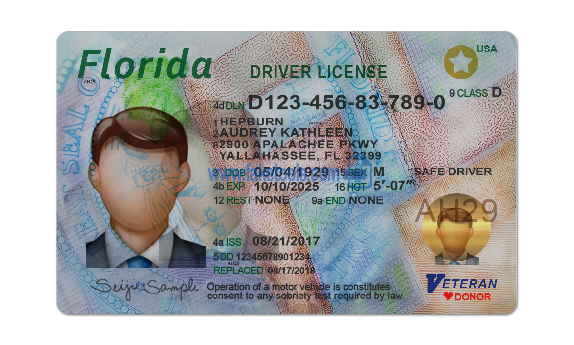 Florida driver license Psd Template
