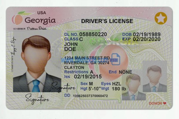 Georgia driver license Psd Template