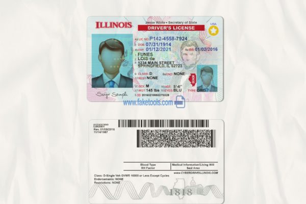 Illinois driver license Psd Template