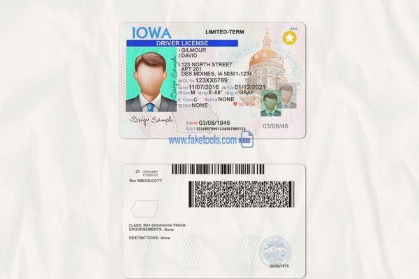 Iowa driver license Psd Template