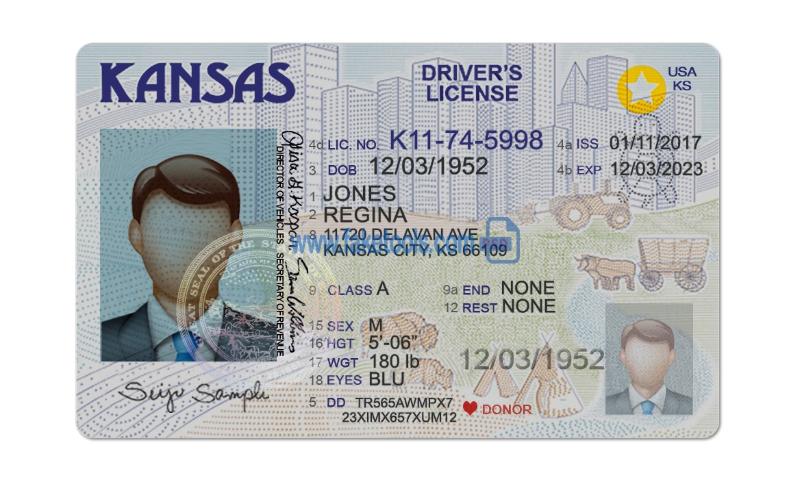 Kansas driver license Psd Template