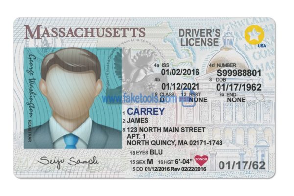 Massachusetts driver license Psd Template