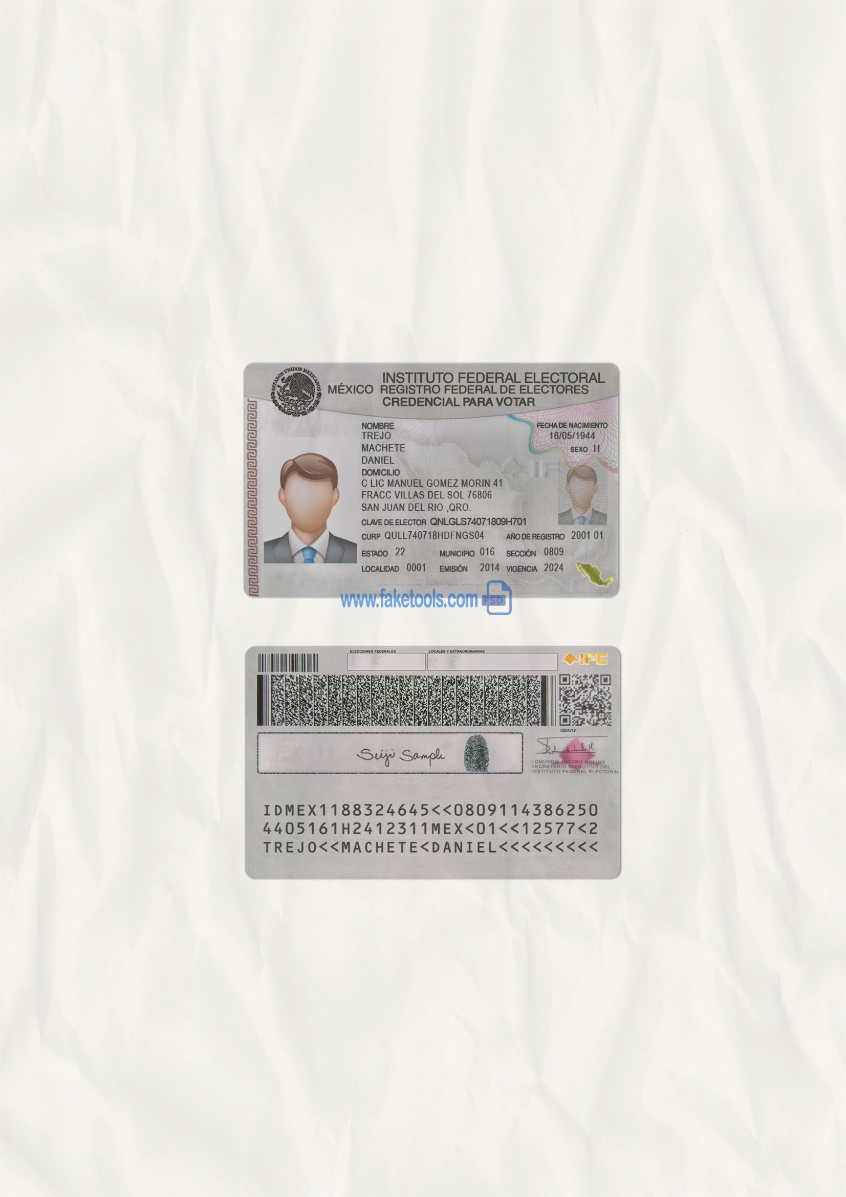 Mexico ID Card Psd Template