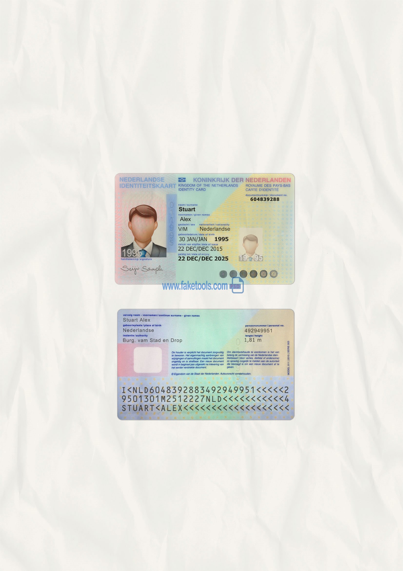 Netherlands ID Card Psd Template