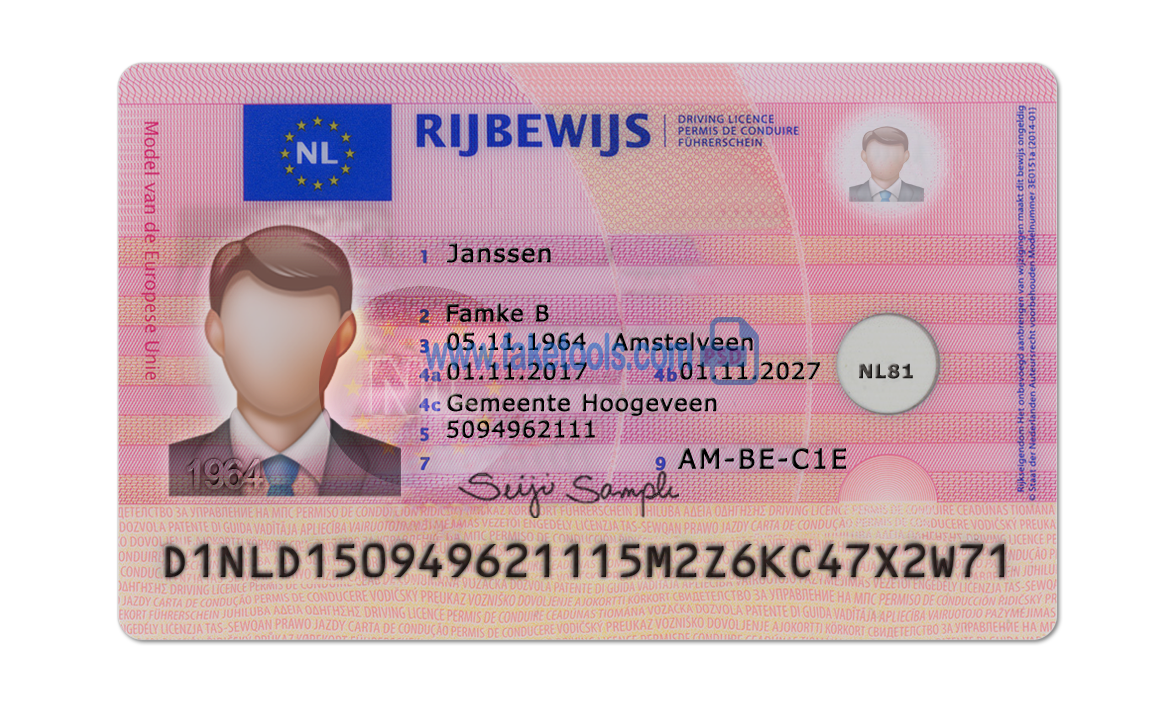 Netherlands driver license Psd Template