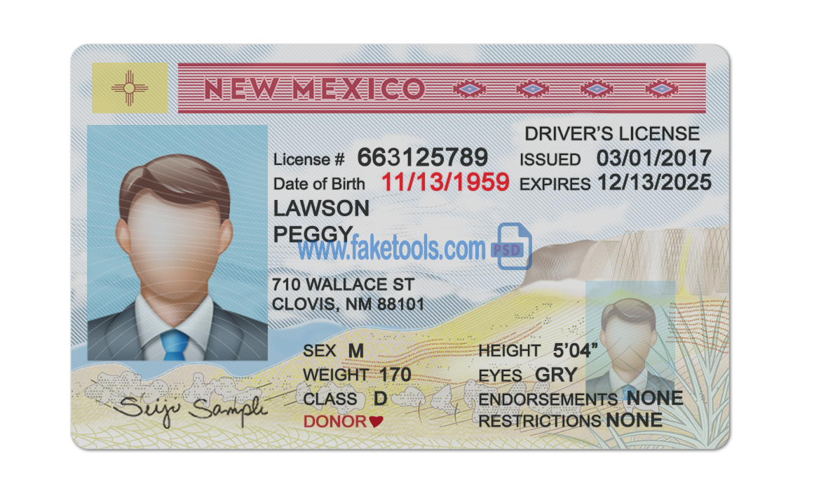 New Mexico driver license Psd Template