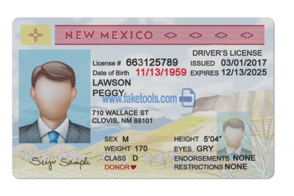 New Mexico driver license Psd Template