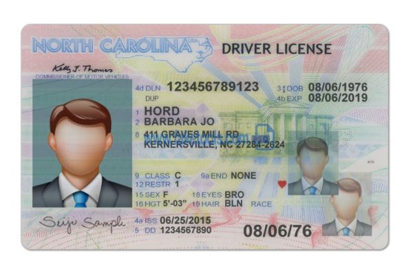 North Carolina driver license Psd Template