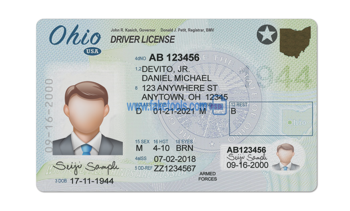 Ohio driver license Psd Template