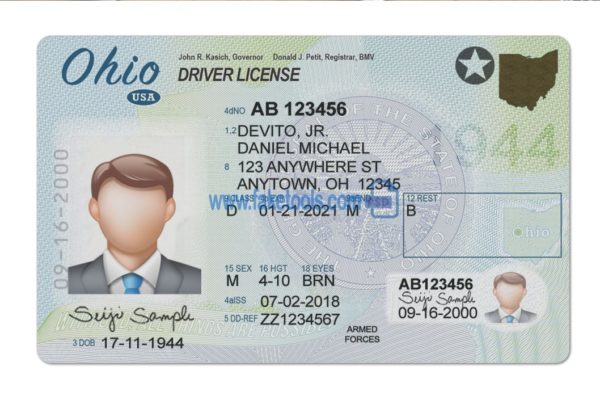 Ohio driver license Psd Template