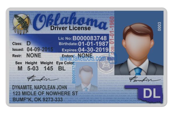 Oklahoma driver license Psd Template