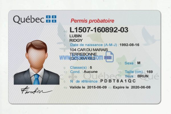 Quebec driver license Psd Template