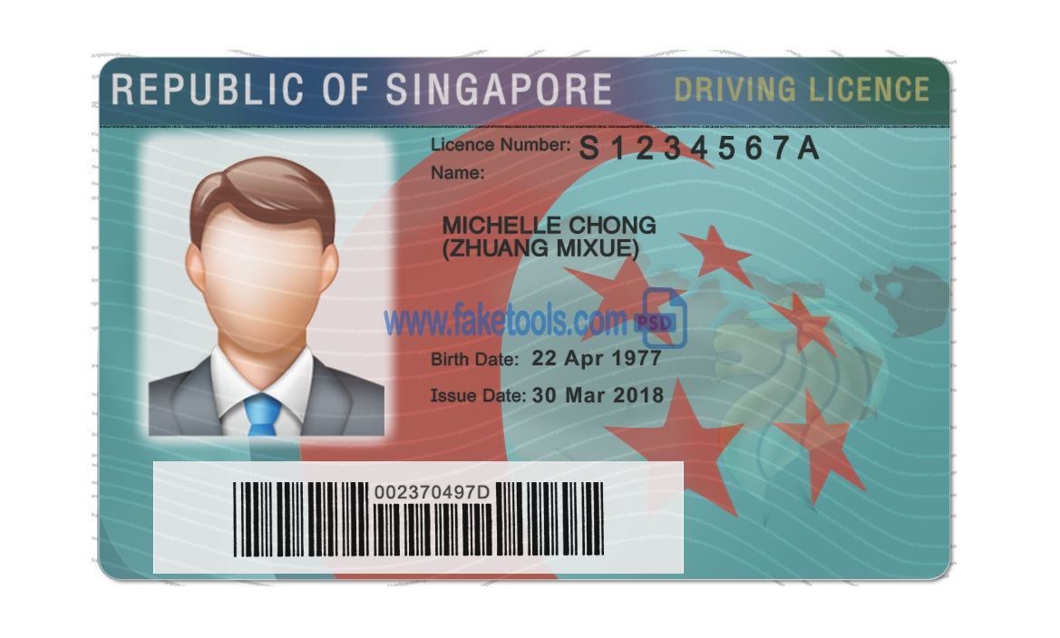 Singapore driver license Psd Template