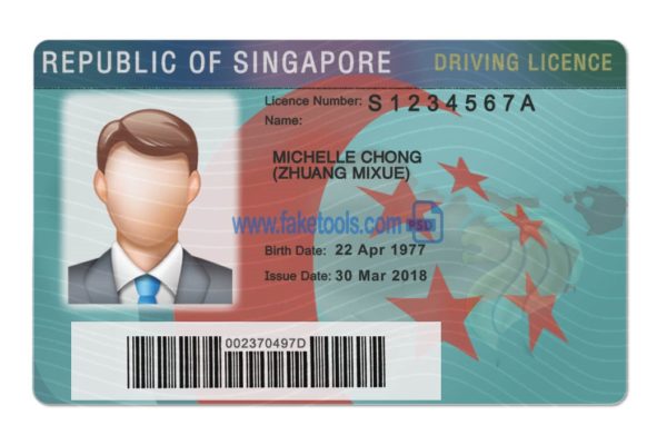 Singapore driver license Psd Template